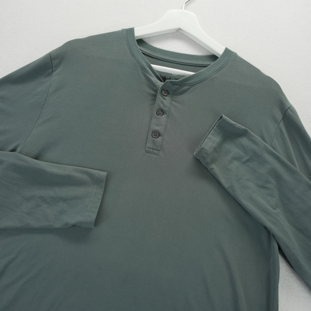 Free Fly Mens Bamboo Heritage Henley Long Sleeve Shirt Gray Large